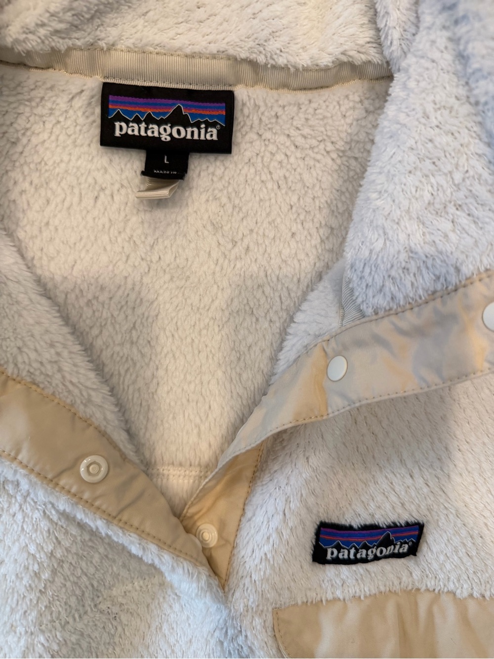 Patagonia Re-Tool Snap-T Fleece Pullover Cream Tan Women’s Large - Picture 2 of 3